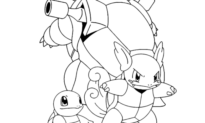 Pokemon Squirtle Evolutions Coloring Page