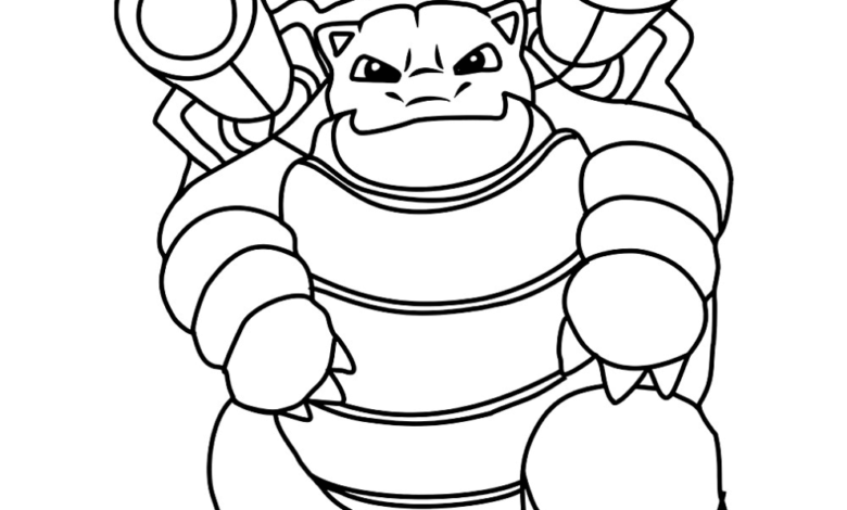 Pokemon Strong Blastoise Coloring Page