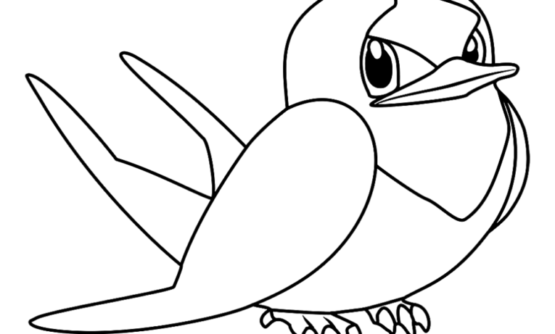 Pokemon Taillow Easy Coloring Page