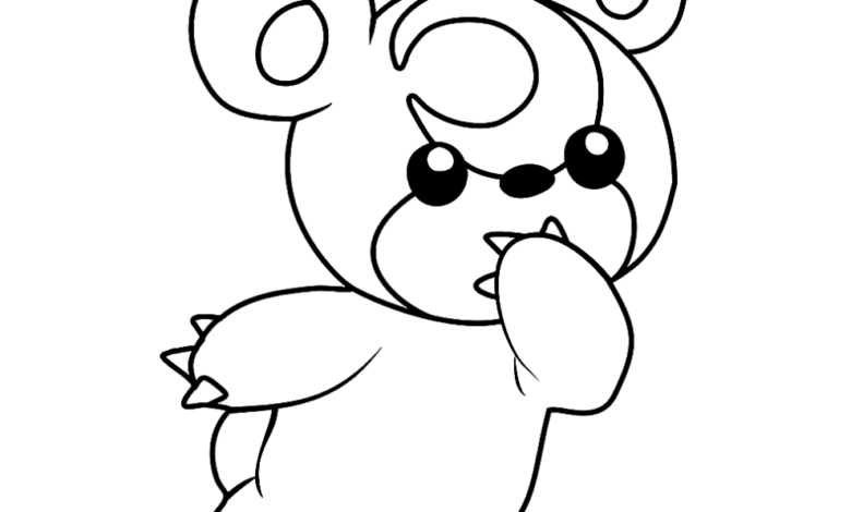 Pokemon Teddiursa Easy Coloring Page