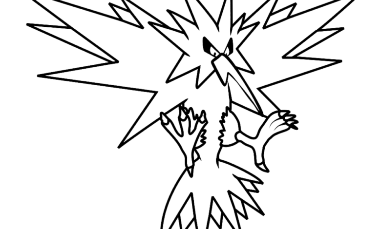 Pokemon Zapdos Easy Coloring Page