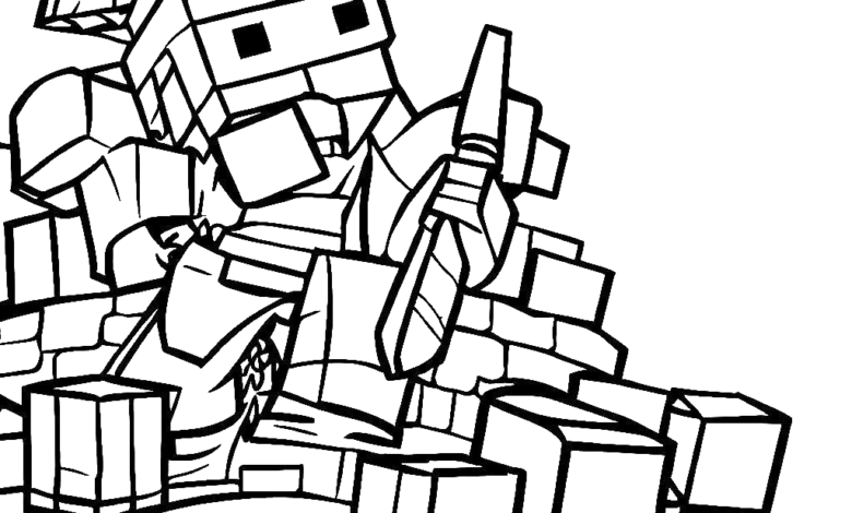 Ruined Minecraft Coloring Page