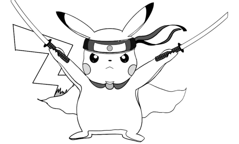 Samurai Pikachu Pokemon Coloring Page