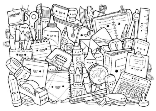 School Tools Back School Coloring Page