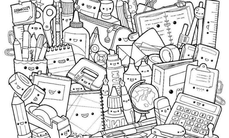 School Tools Back School Coloring Page