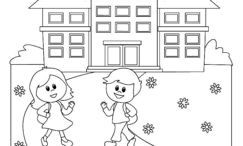 Schoolyard Back School Coloring Page