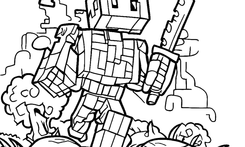 Sword Minecraft Tree Coloring Page