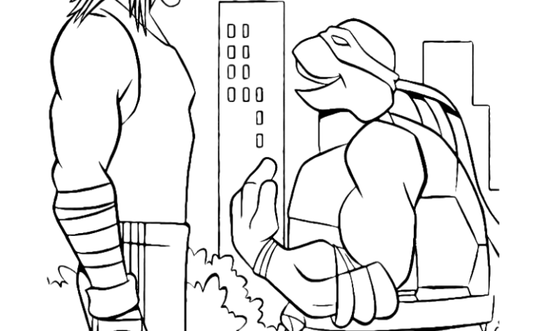 TMNT Casey Jones Turtle Coloring Page