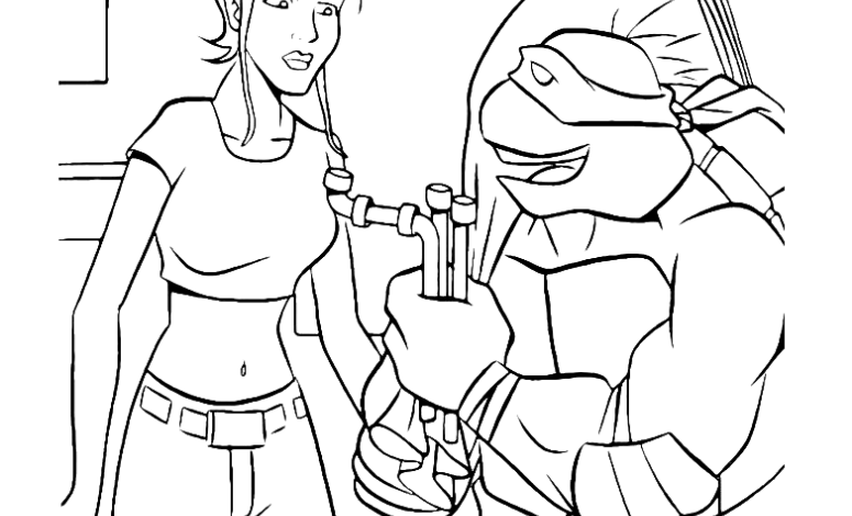 TMNT Donatello April O'Neill Coloring Page