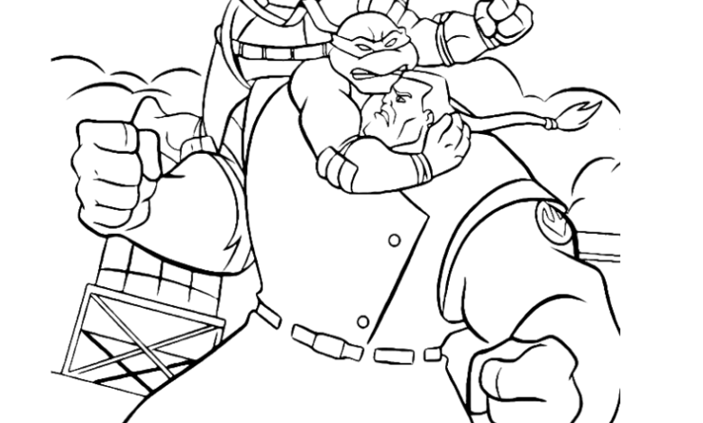 TMNT Ninja Attacks Hun Coloring Page