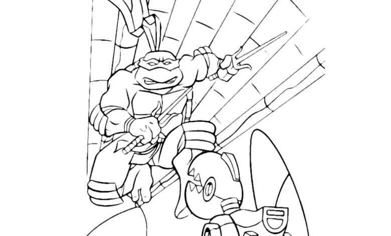 TMNT Ninja Raphael Robot Coloring Page