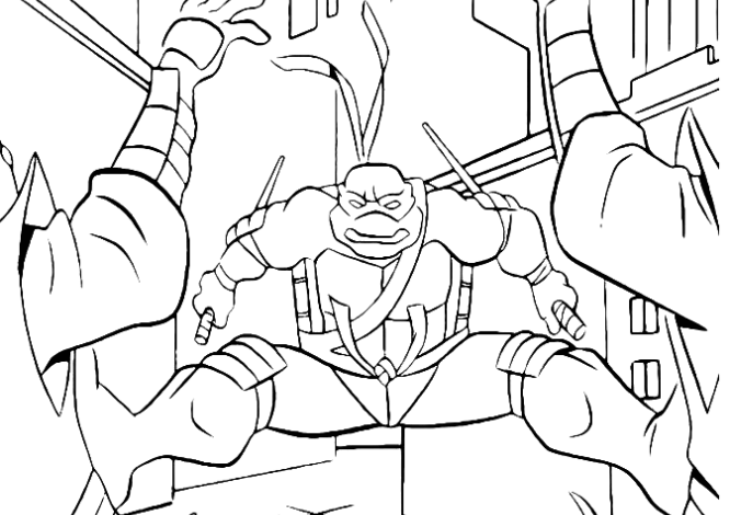 TMNT Raphael Attack Coloring Page