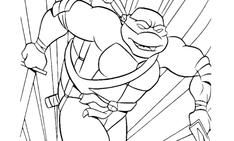 TMNT Raphael Daggers Coloring Page