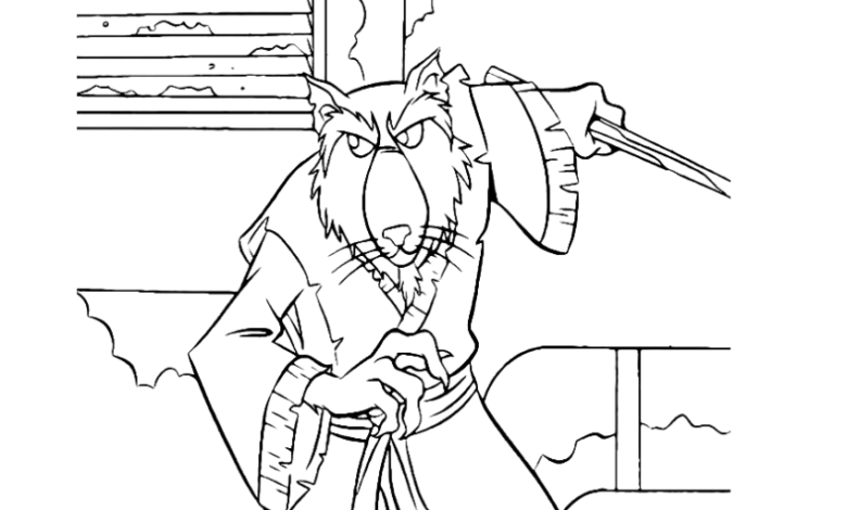 TMNT Splinter Attack Coloring Page