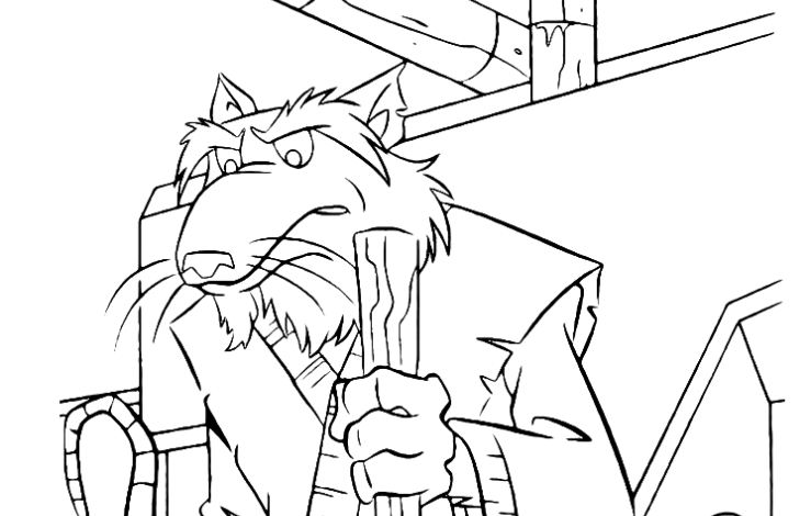TMNT Splinter Stick Coloring Page
