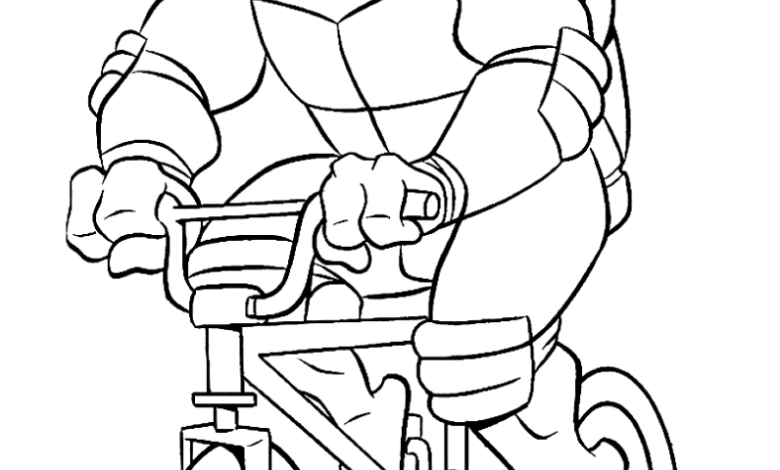 TMNT Turtle Ninja Bike Coloring Page