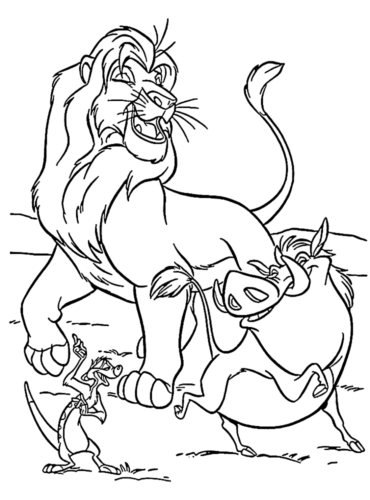 Timon Pumbaa Simba Coloring Page