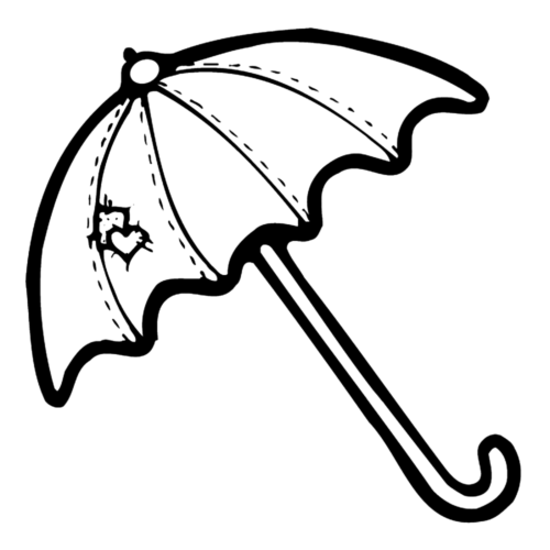 Umbrella Heart Coloring Page