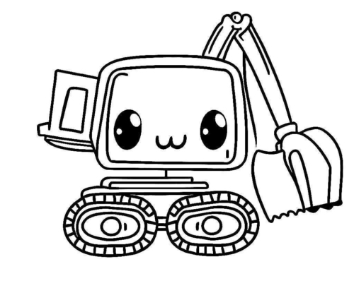 Adorable Excavator Coloring Page