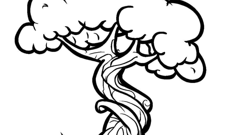 Aesthetic Spiral Tree Coloring Page