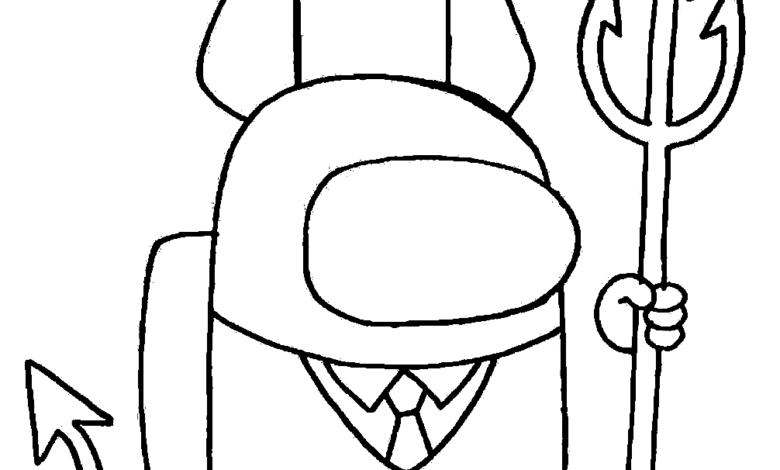 Among Us Devil Coloring Page