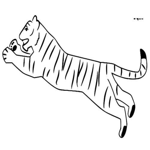 Animal Tiger Jumping Coloring Page