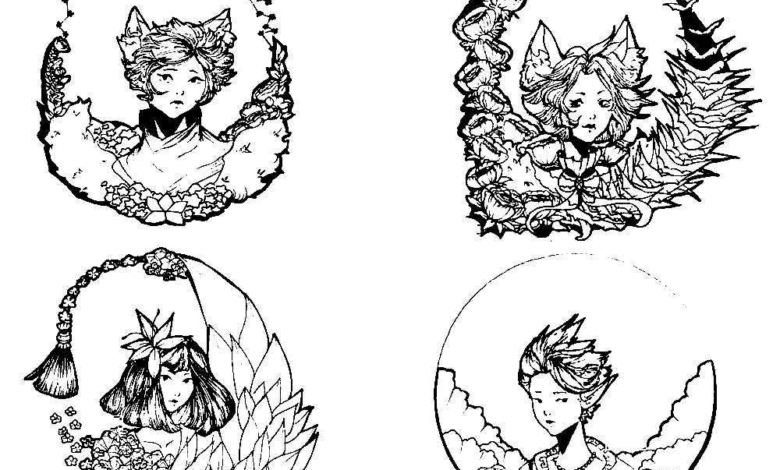 Anime Aesthetic Girls Coloring Page
