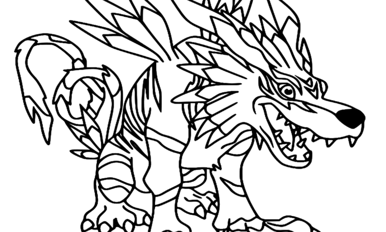 Anime Digimon Garurumon Coloring Page