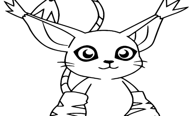 Anime Digimon Gatomon Coloring Page