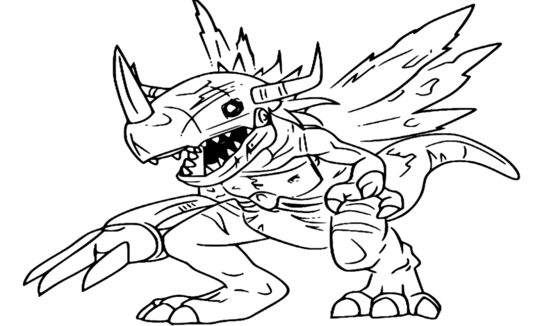 Anime Digimon MetalGreymon Virus Coloring Page