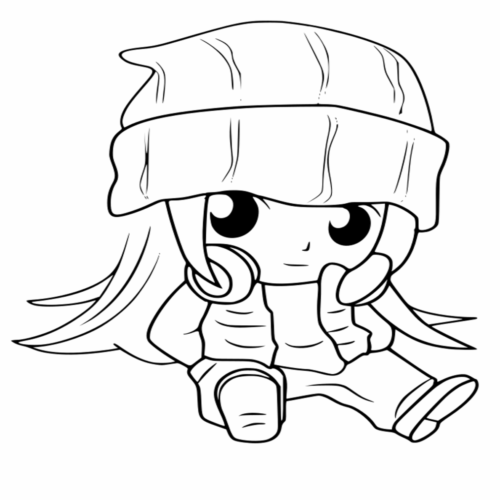 Anime Rhythm Girl Coloring Page