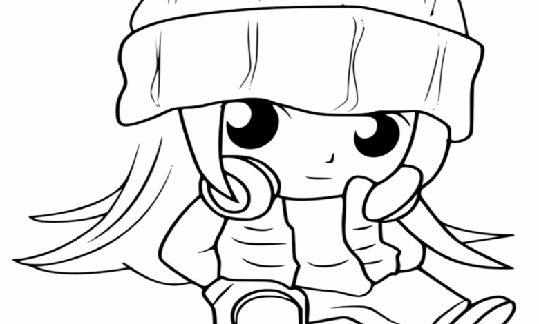 Anime Rhythm Girl Coloring Page