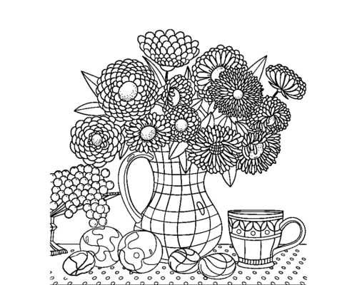Anti Stress Flower Vase Coloring Page