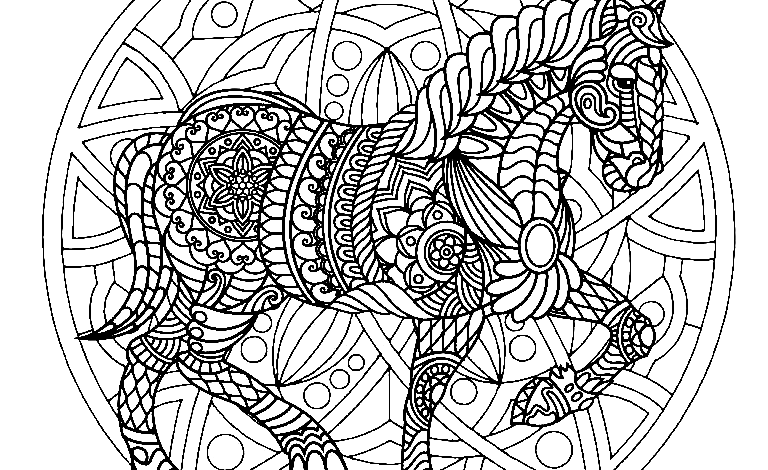 Artistic Horse Mandala Animals Coloring Page