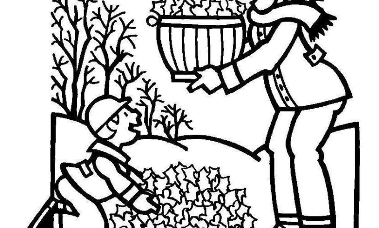 Autumn Landscape Mans Coloring Page