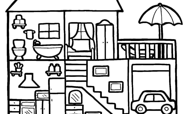 Basic House Easy Coloring Page