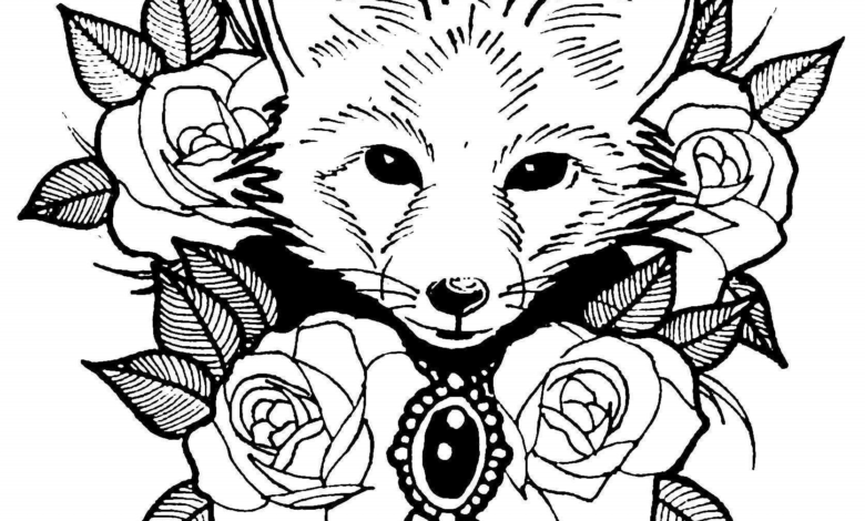 Beautiful Fox Roses Coloring Page