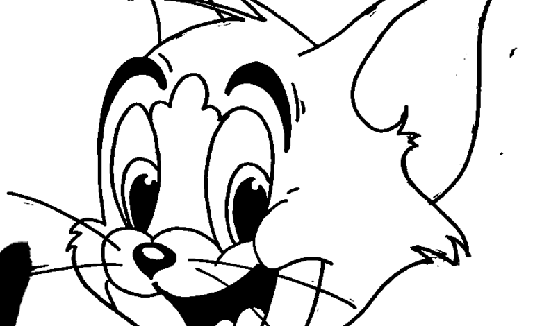 Beautiful Tom Cat Coloring Page