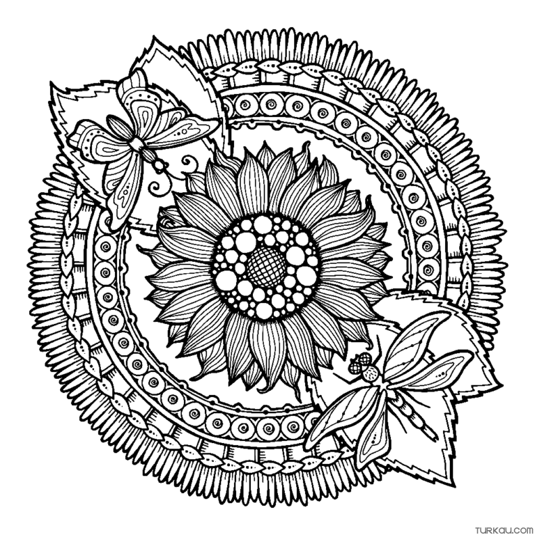 Butterfly Artistic Fantasy Flower Mandala Coloring Page » Turkau