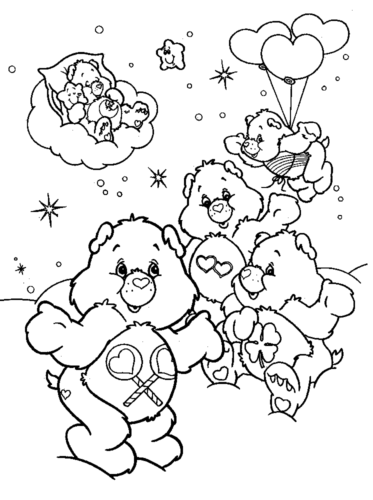 Care Bears Hearts Coloring Page