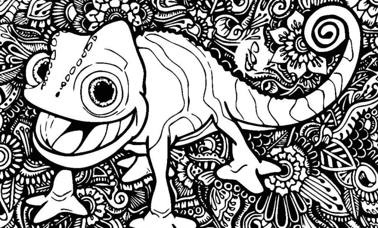 Chameleon Rapunzel Mandala Disney Coloring Page