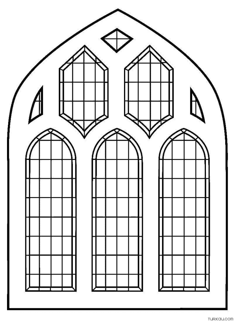 Church Stained Glass Coloring Page » Turkau