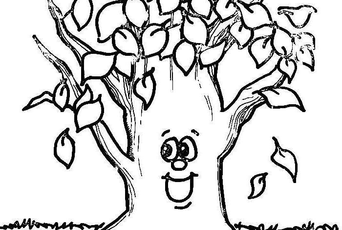 Cute Cartoon Tree Coloring Page
