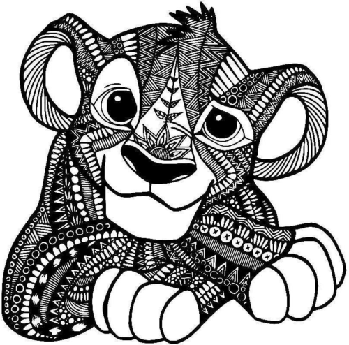 Cute Lion King Mandala Disney Coloring Page