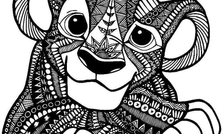 Cute Lion King Mandala Disney Coloring Page