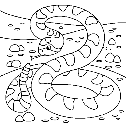 Cute Rattlesnake Cartoon Coloring Page