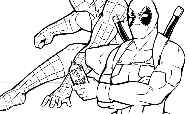 Deadpool Spiderman Cool Coloring Page
