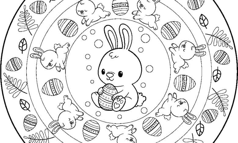 Easter Mandala Cute Rabbit Coloring Page