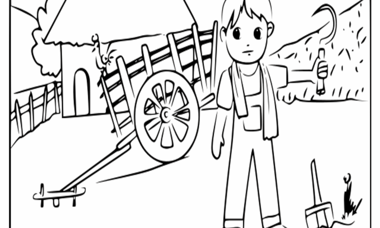Farmers Village Scene Coloring Page
