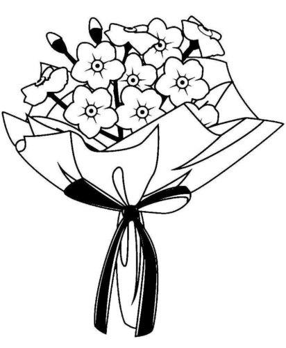 Flower Bouquet Girls Coloring Page